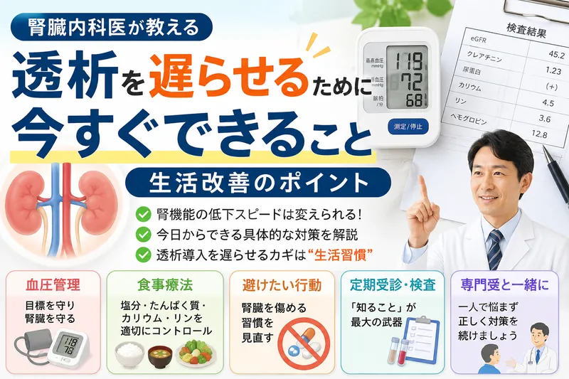 透析を遅らせるために今すぐできること：腎臓内科医が教える生活改善のポイント